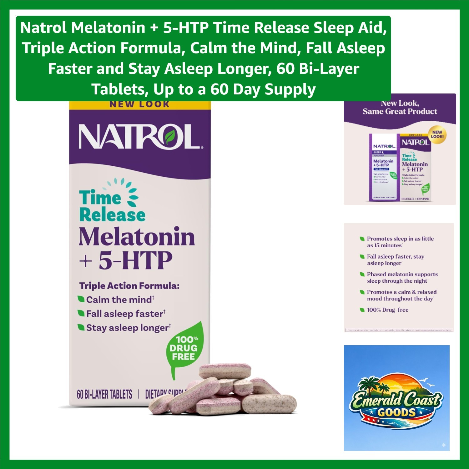 Triple Action Sleep Support: Melatonin, 5-HTP & B6 – 60 Count Tablets