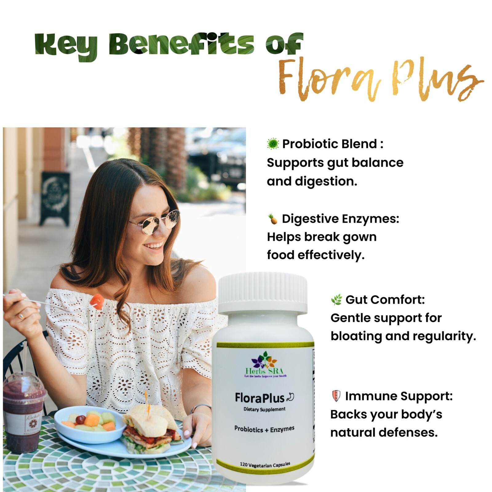 Probiotics 20 billion CFU and Lipasa, Amylase, Bromelain, Papain, Protease, more