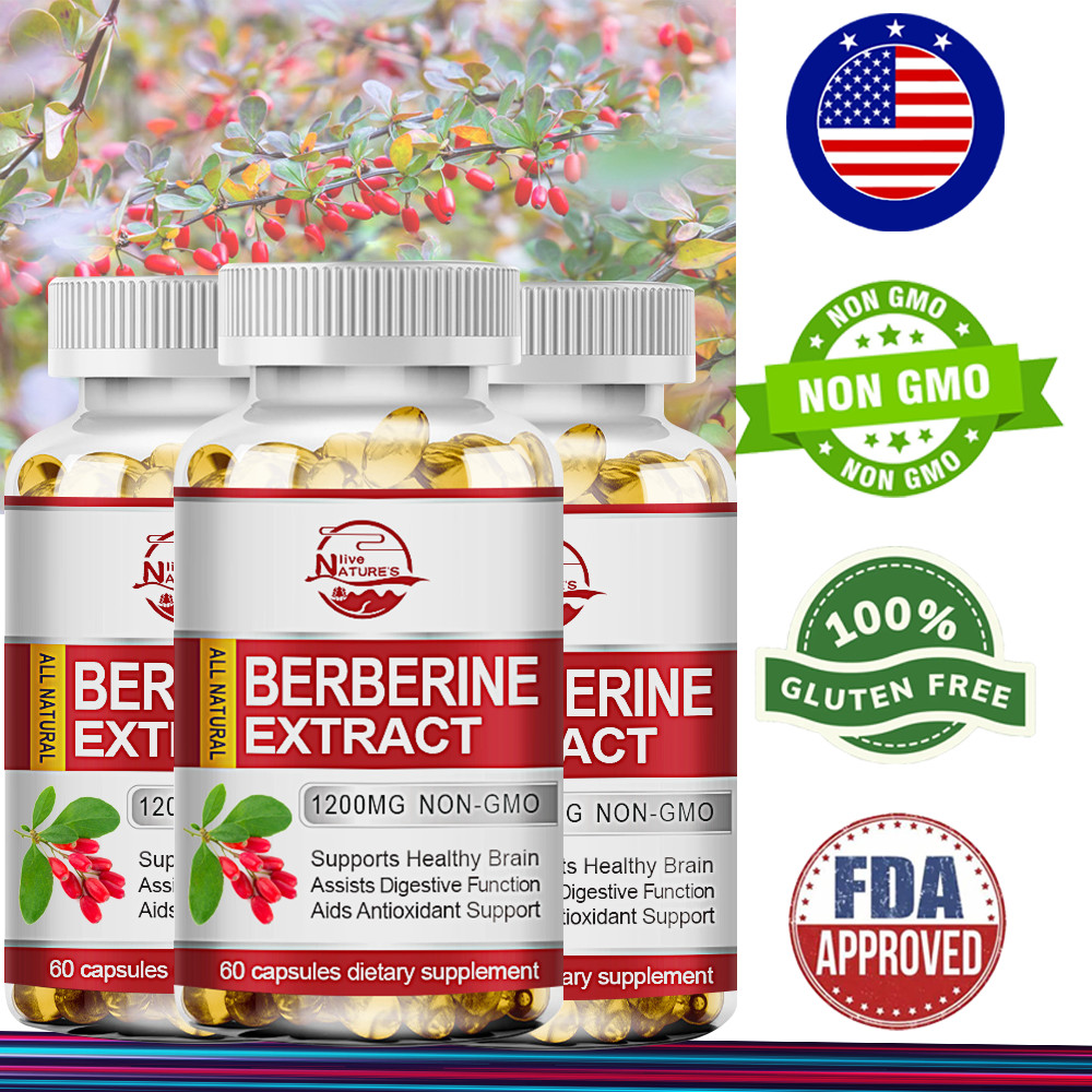 3 Bottles Premium Berberine HCL Extract Healthy Cholesterol Anti-inflammatory