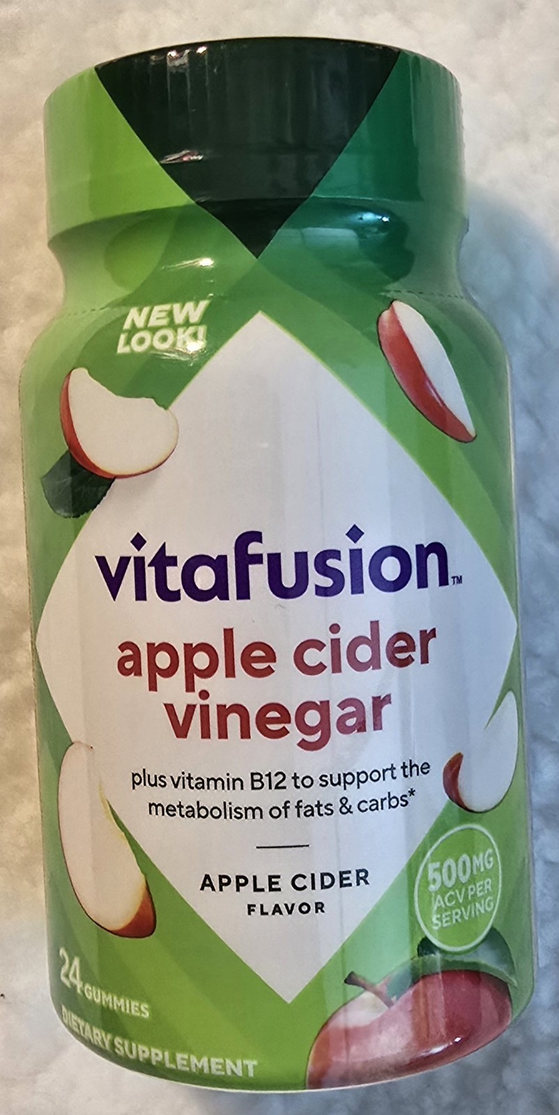 Vitafusion Apple Cider Vinegar Gummies plus vitamin B12, 24 Count- Expires 5/26