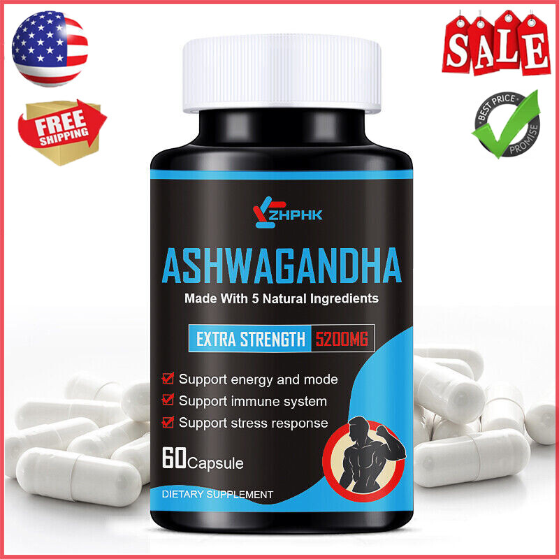 KSM-66 Ashwagandha 5200mg 60 Capsule Cap Energy Relaxation Immune Health Support