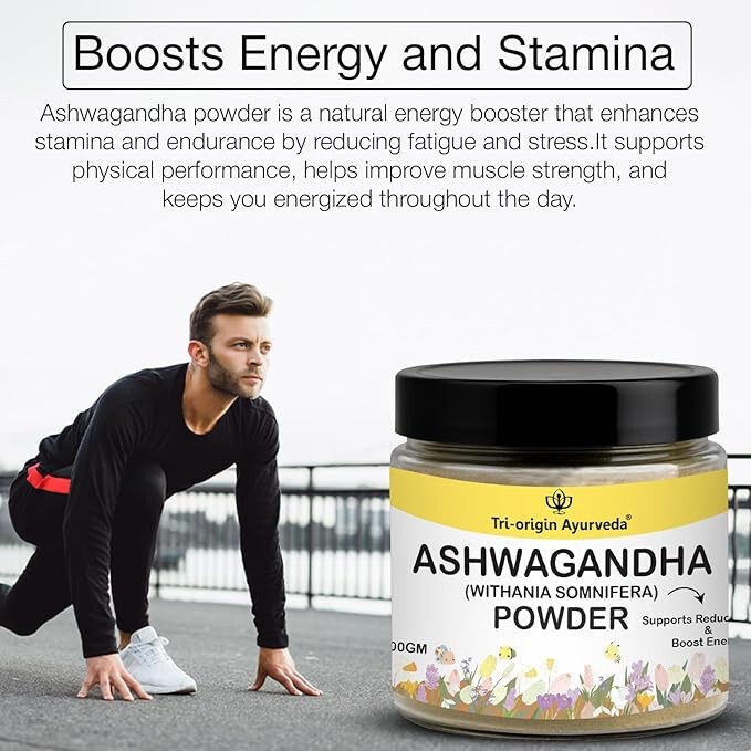 Tri-Origin Ashwagandha Powder Enhance Immunity Strength Overall Health 100gm x 2