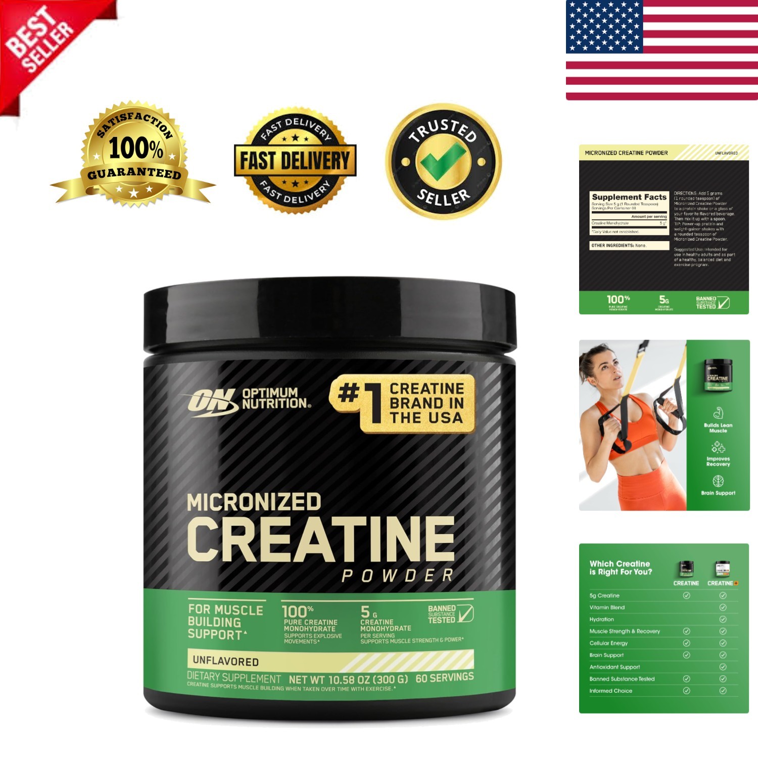 Micronized Creatine Monohydrate Powder – 60 Servings for Optimal Muscle Growth