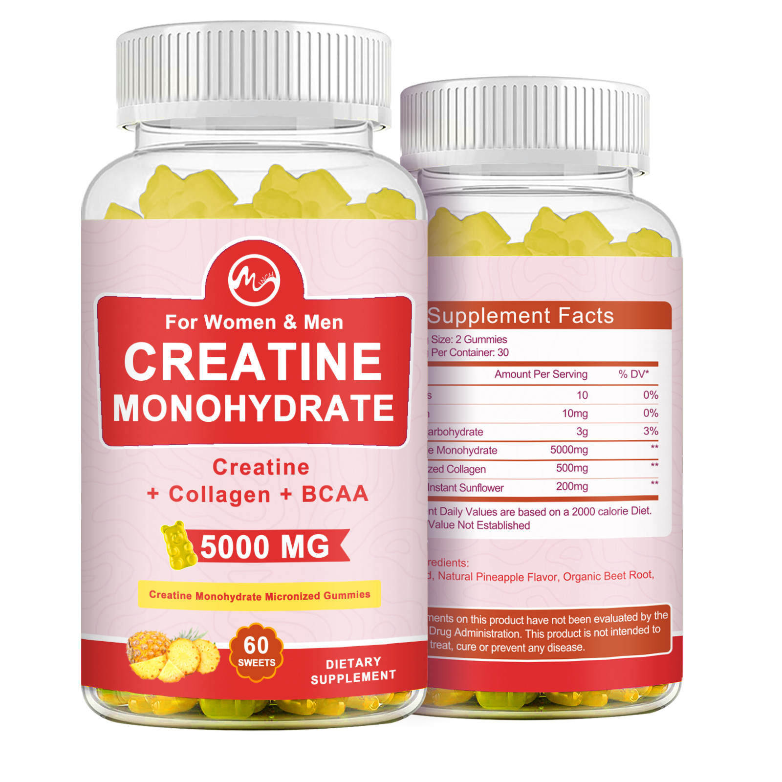 Creatine Monohydrate for Men & Women Workout Energy Muscle Growth Support