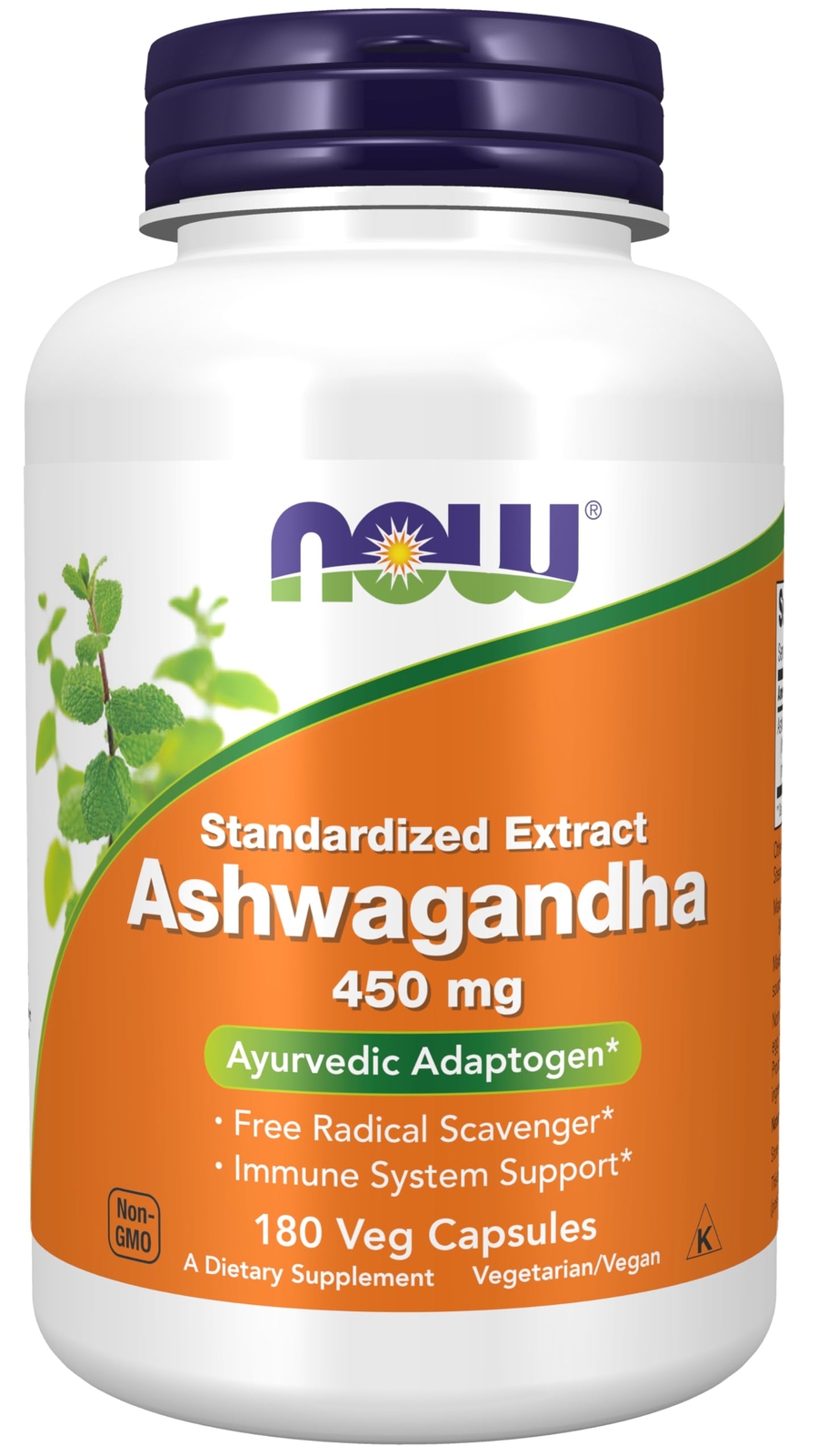NOW Ashwagandha 450mg 180 Count Ayurvedic Adaptogen Immune Support Capsules