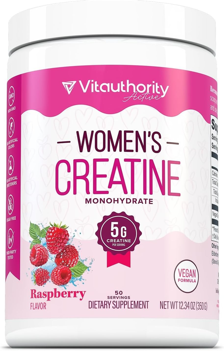 Womens Micronized Creatine Monohydrate Powder 5g Muscle Growth Support Raspberry