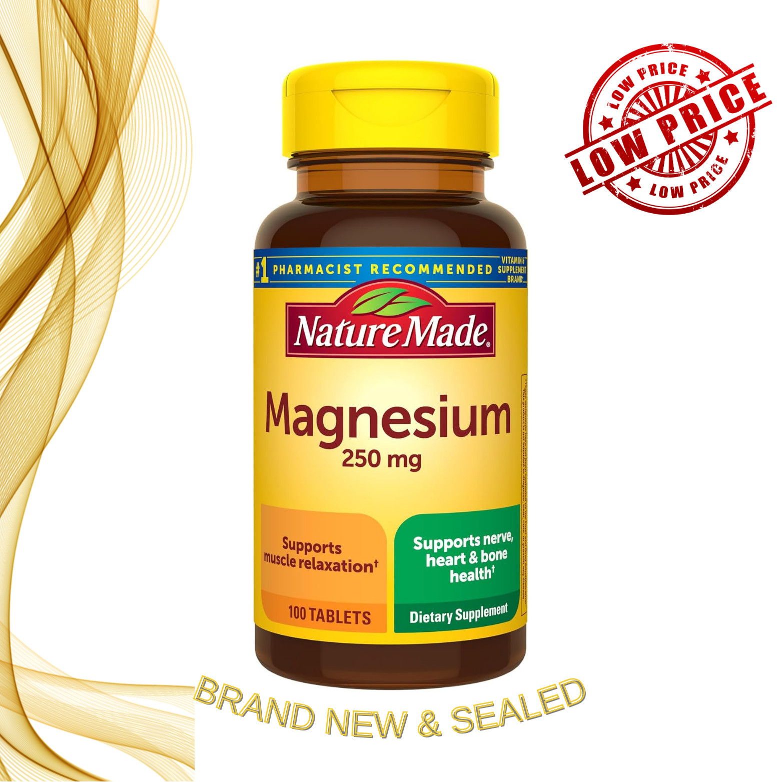 Nature Made Magnesium 250 mg – 100 Tablets – Muscle, Nerve, Heart & Bone Support