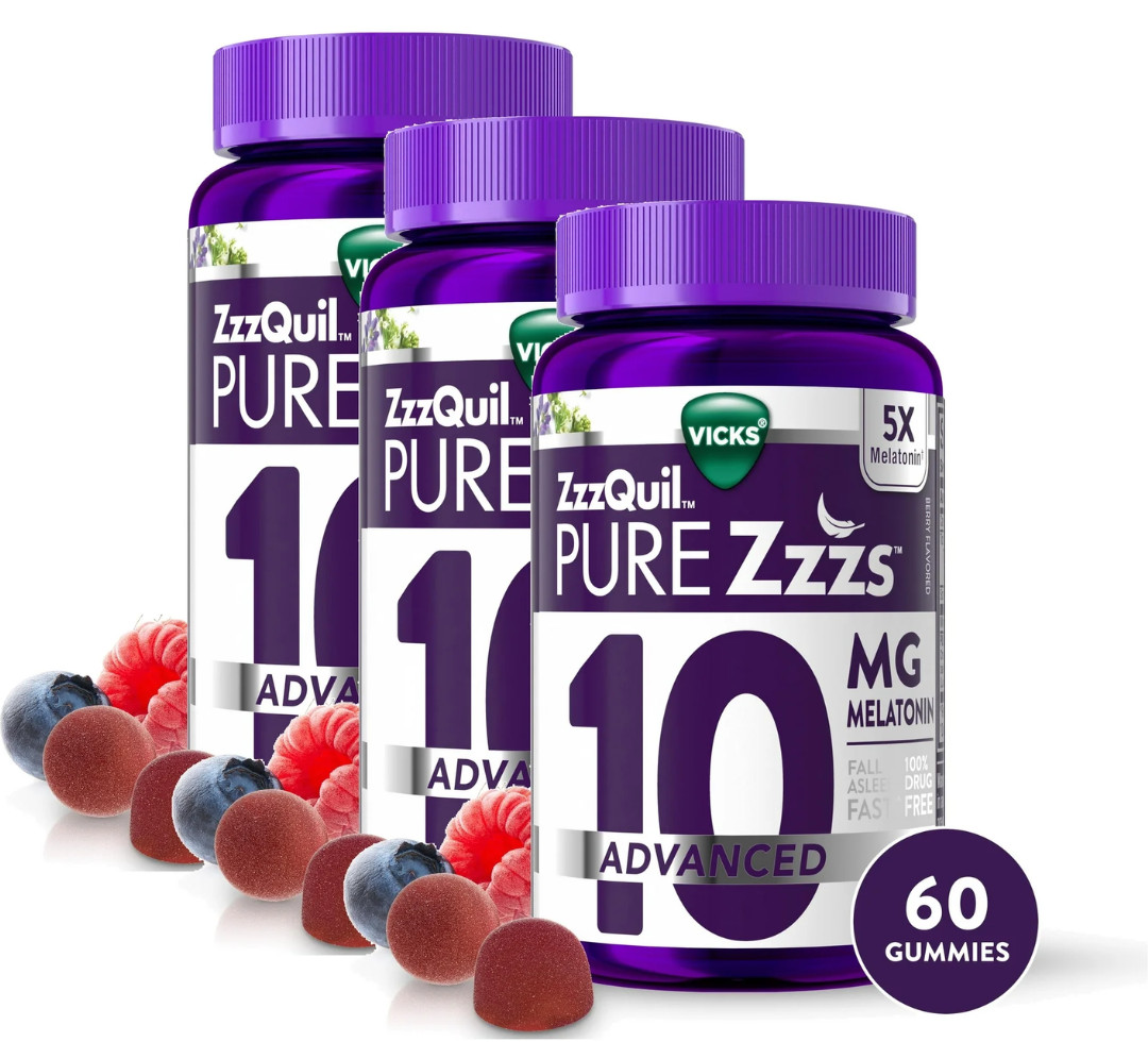 ✅ Vicks ZzzQuil PURE Zzzs, Advan 10Mg Melatonin Gummies, EXP 02/26 *x3 60CT* ✅