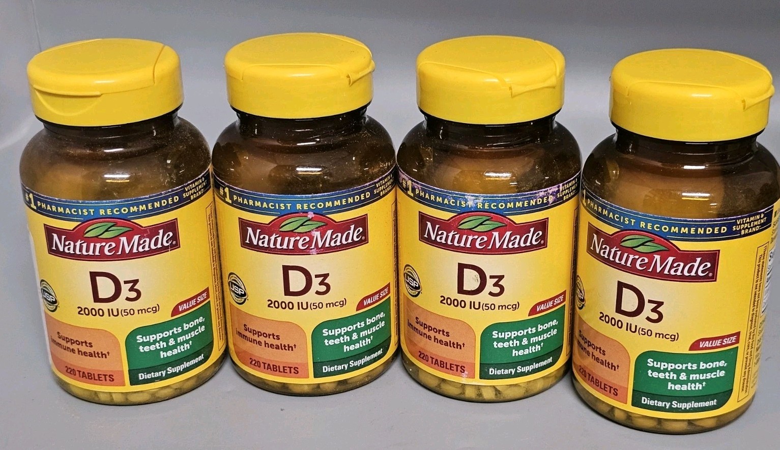 Lof of 4 Nature Made Vitamin D3 2000 IU Teeth Bone Immune 220 Count Exp 2026
