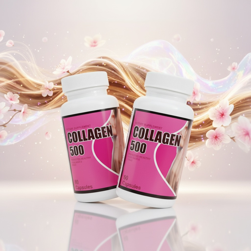 Collagen 500 mg Capsules | Skin Hair Nails Support | 120 Capsules | 2 Bottles