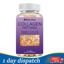 Multi Collagen Peptides-60 Tablets-Type I,II,III,V,X Anti-Aging Collagen Gummy