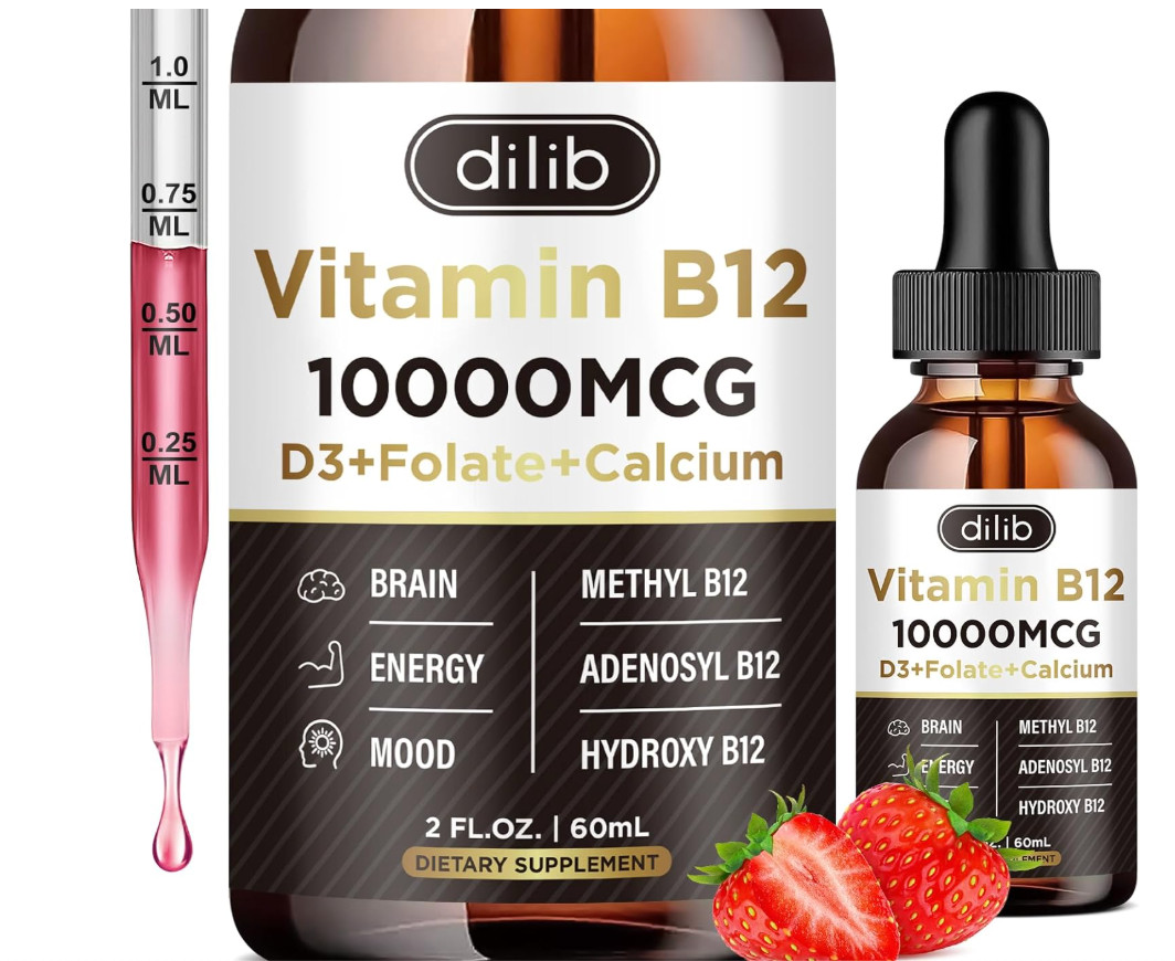 Dilib Vitamin B12 Liquid Drop Sublingual 10000 mcg Triple B-12 Complex Exp 09/26