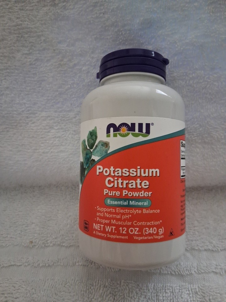 Now Foods Potassium Citrate Pure Powder 12 oz 340 g GMP Quality Assured Exp 8/27