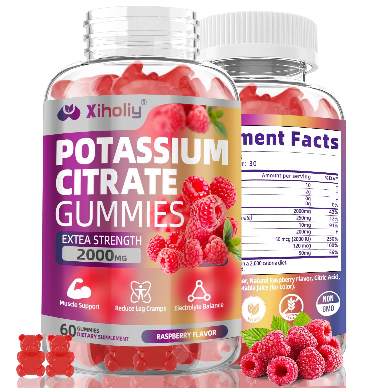 Potassium Citrate Gummies 2000mg, High Potency Electrolyte Gummies, Potassium…