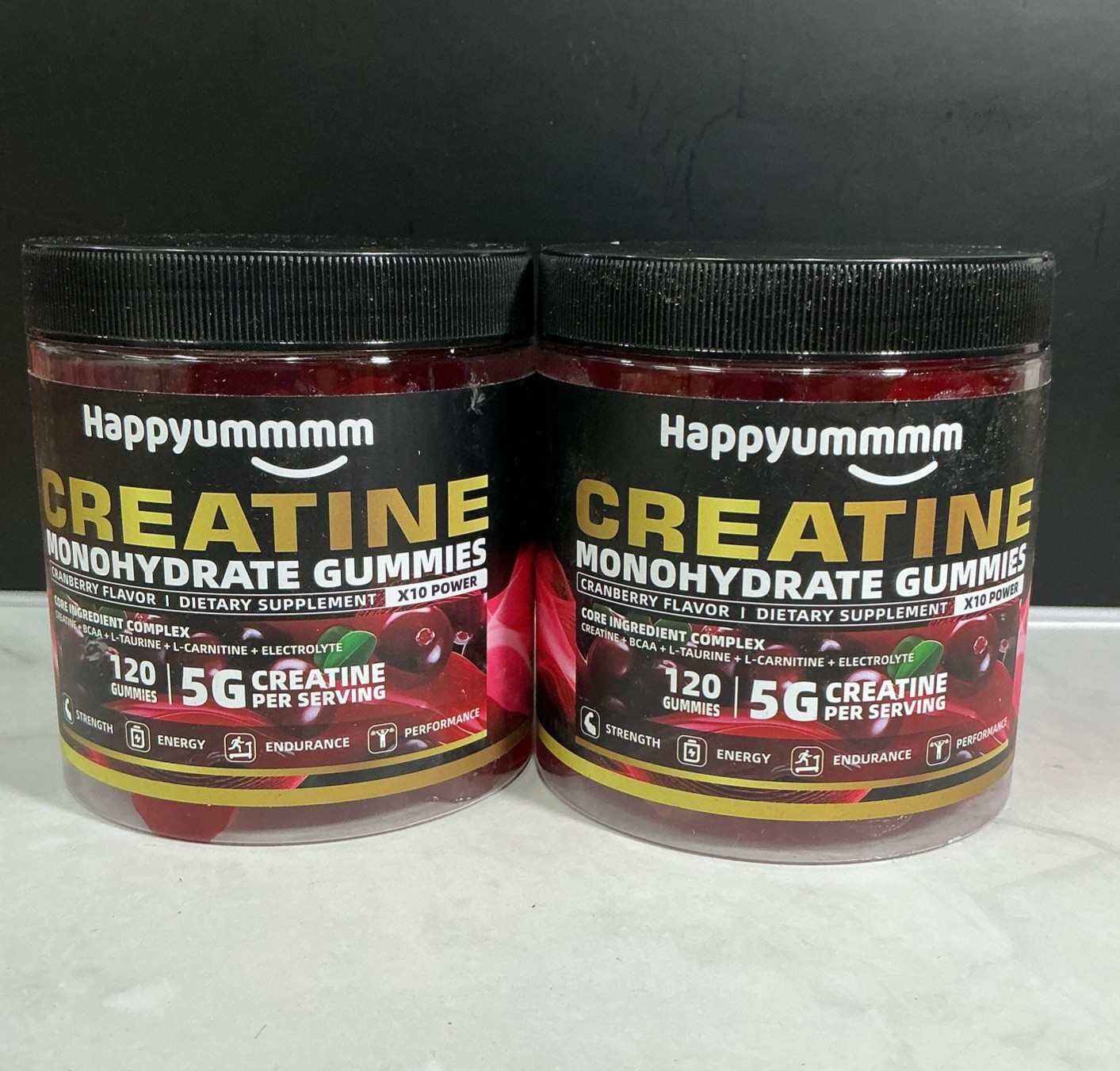 Creatine Monohydrate Gummies (2 PACK)  120ct Cranberry 5000mg Per Serving