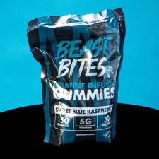 Creatine Infused Gummies by Beast Bites – Blue Raspberry (150 Servings)