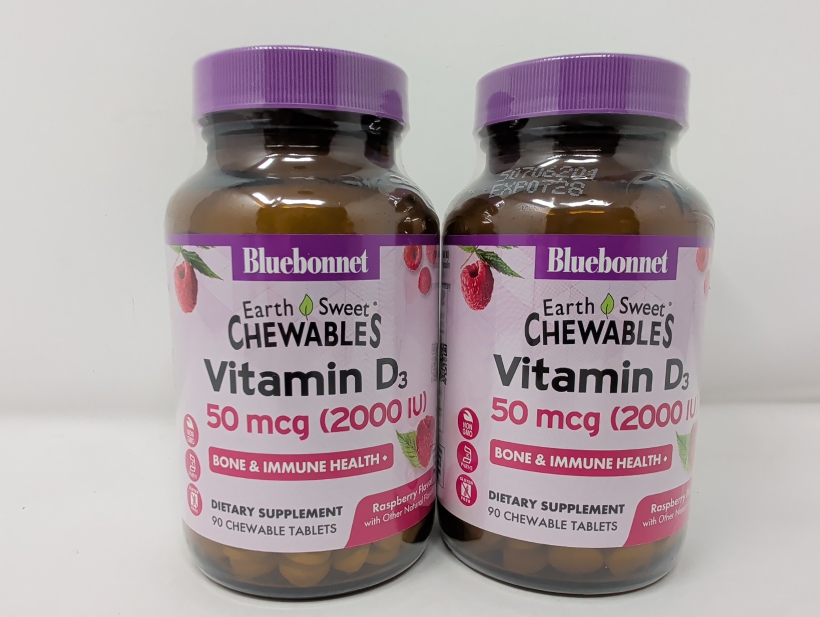 Bluebonnet Earthsweet Chewables Vitamin D3 50 Mcg 2000 IU Raspberry 180 Tablets
