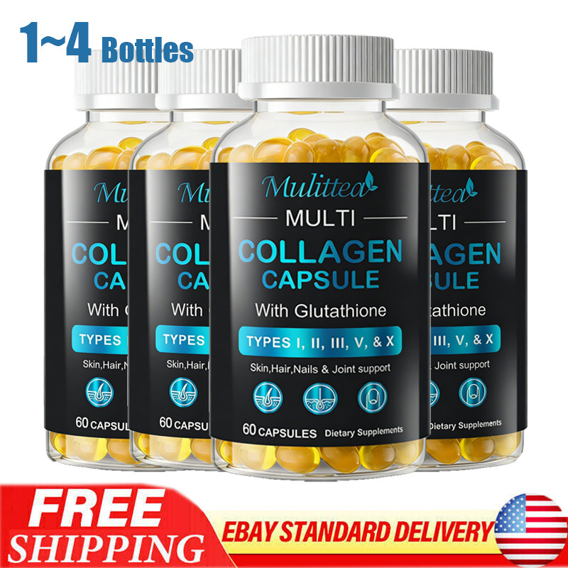 Marine Collagen Capsules Types I,II,III,V,X for Skin Hair Nails Joint Support