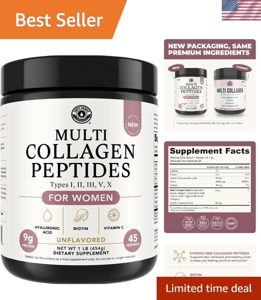 Multi Collagen Peptides Powder for Youthful Skin, Hair & Joint Health