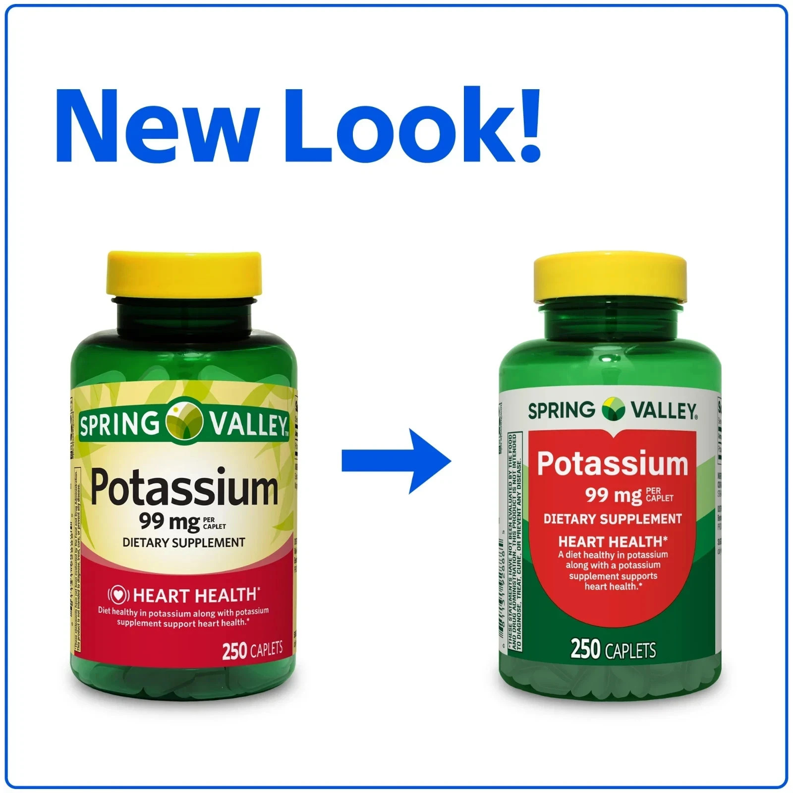 Spring Valley Potassium Caplets Dietary Supplement Value Size, 99 mg, 250 Count