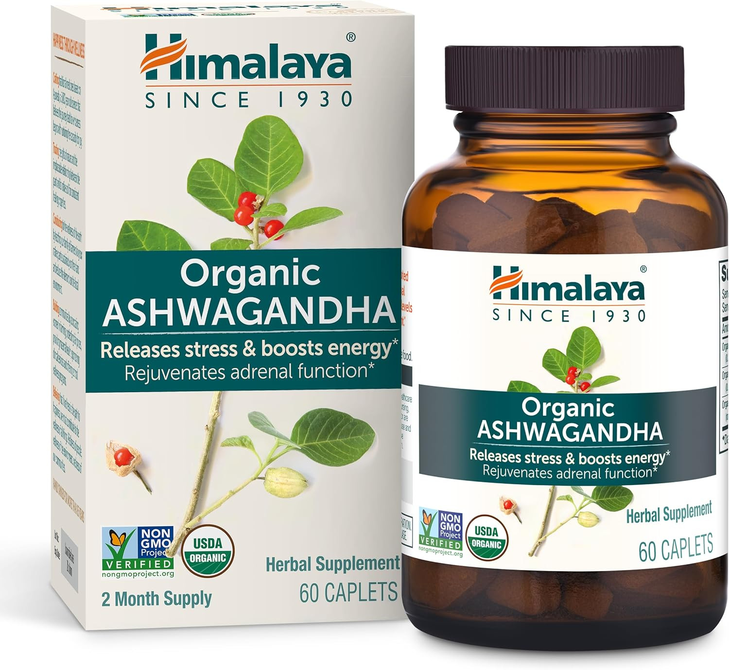 Organic Ashwagandha Root, 2 Month Supply – Herbal Adrenal Support Supplements fo