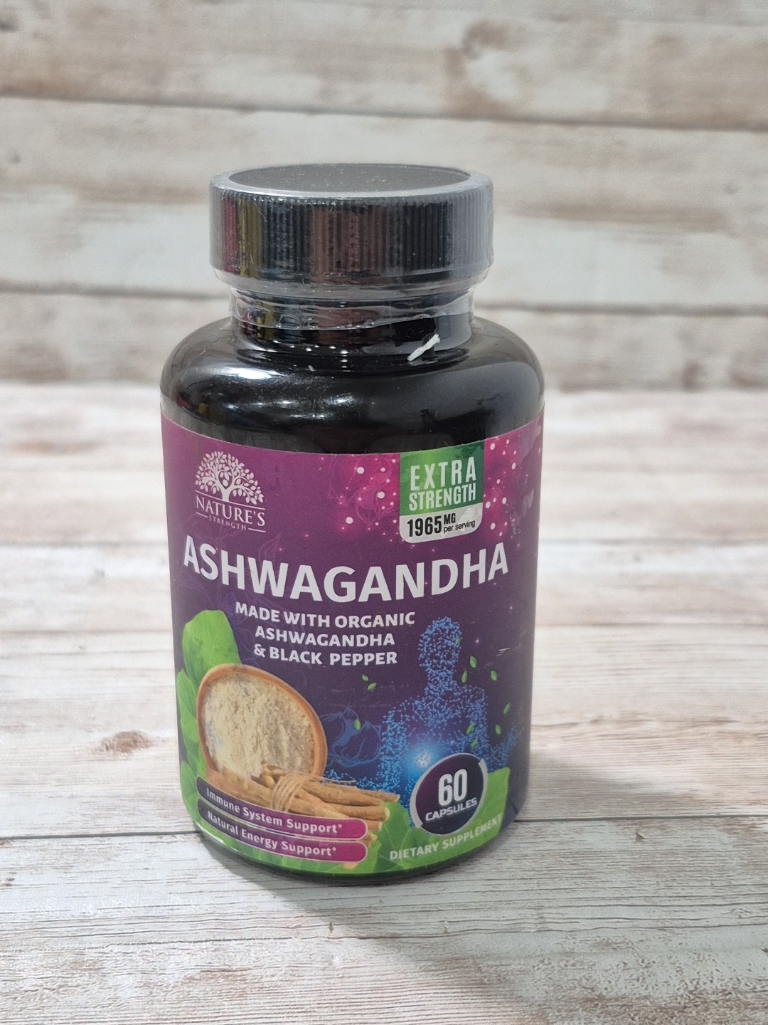 Ashwagandha 1950mg w/ Black Pepper for High Absorption & Stress Support 60 Caps