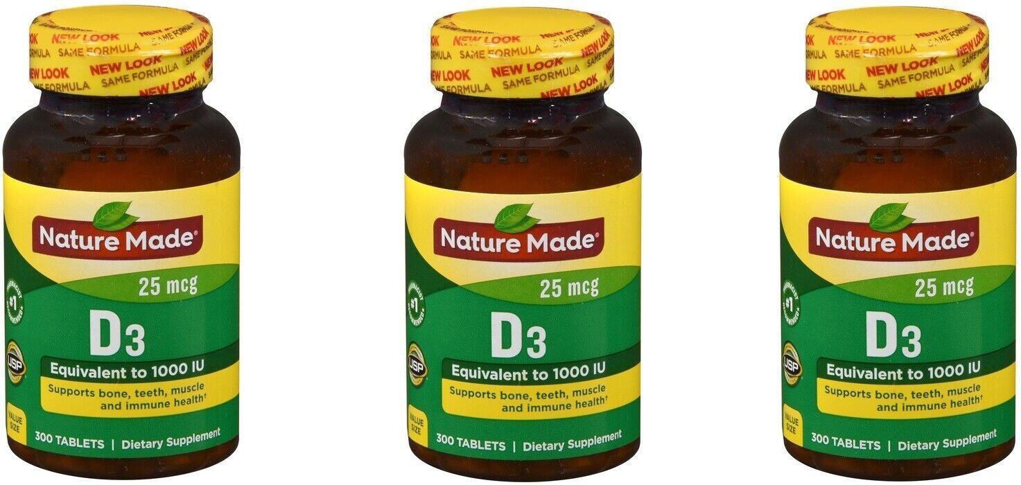 Nature Made Vitamin D3 1000IU Tablets 300ct (3 Pack)