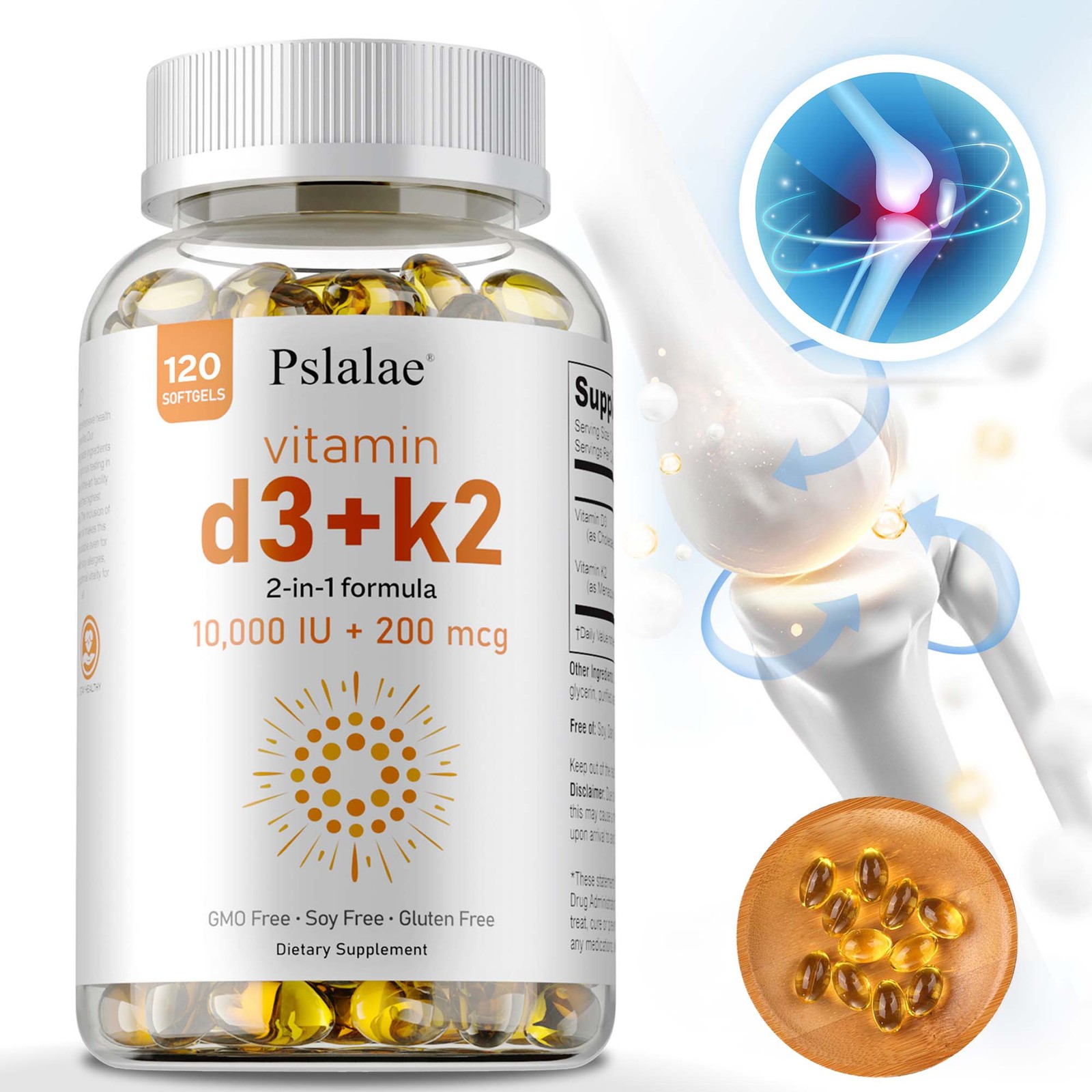 Vitamin D3+K2 10000 IU – Strong Bones, Reduces Inflammation, Immune Support