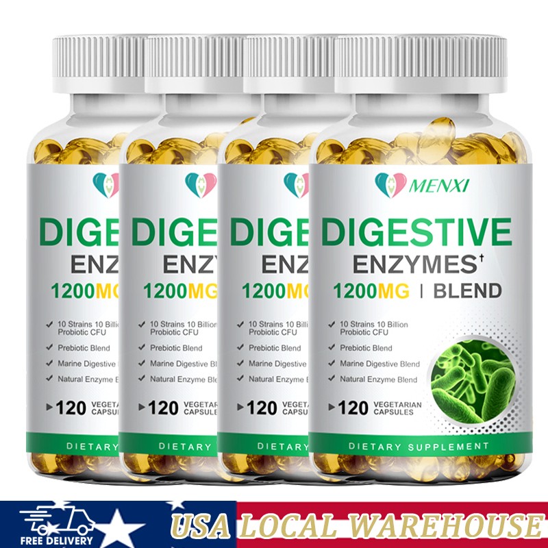 (1-4Pack) Digestive Enzymes w/ Prebiotic & Probiotics, Gas, Constipation & Bloat