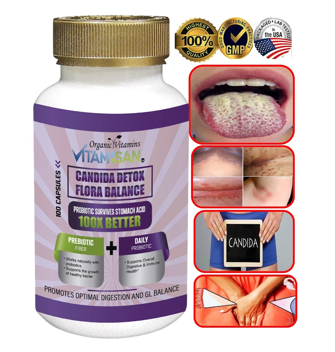 Candida Cleanse: Yeast Infection Support and Detox with Herbs, Enzymes caps