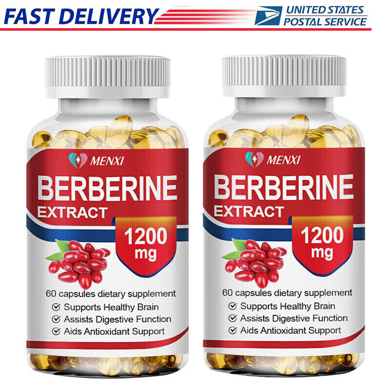 MENXI Berberine HCl 1200mg, 2× 60 Capsules – Gluten Free, Vegetarian & Non-GMO