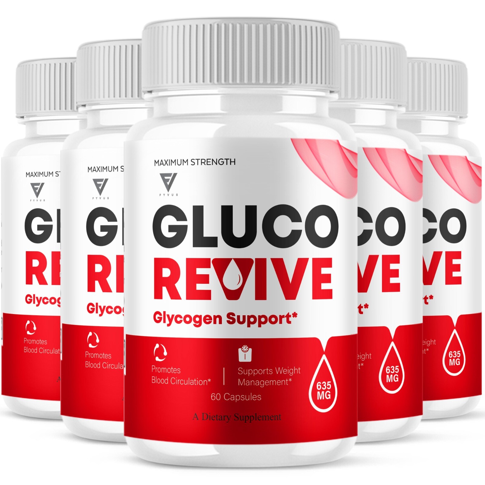 (5 Pack) Gluco Revive Blood Support Supplement GlucoRevive Pills (300 Capsules)