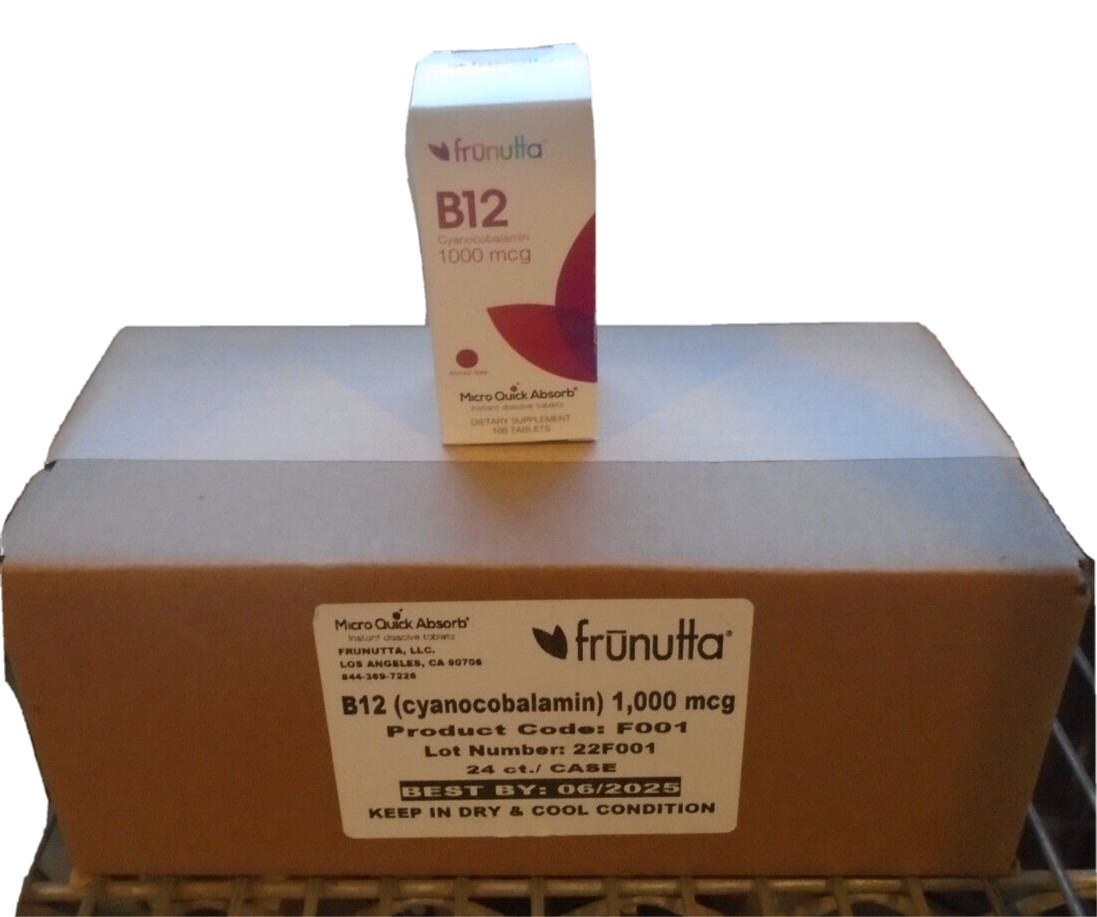 Frunutta Vitamin B-12 1000 mcg  100 Tabs Case of 24 Bottles 359$ Value EXP 12/26