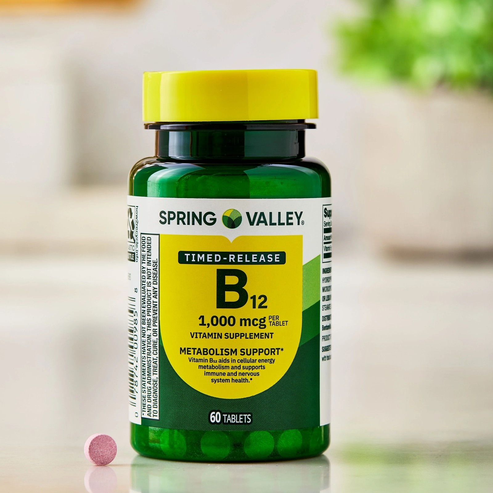 Vitamin B12 Supplement  Tablets for Metabolism  Support, 1000 mcg, 60 Count