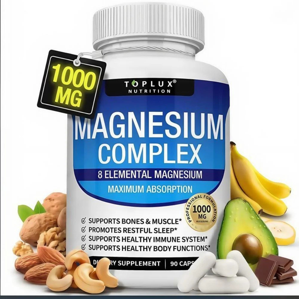 1 Pack Toplux Nutrition Magnesium Complex 1000mg Supports 8 Elemental Magnesium