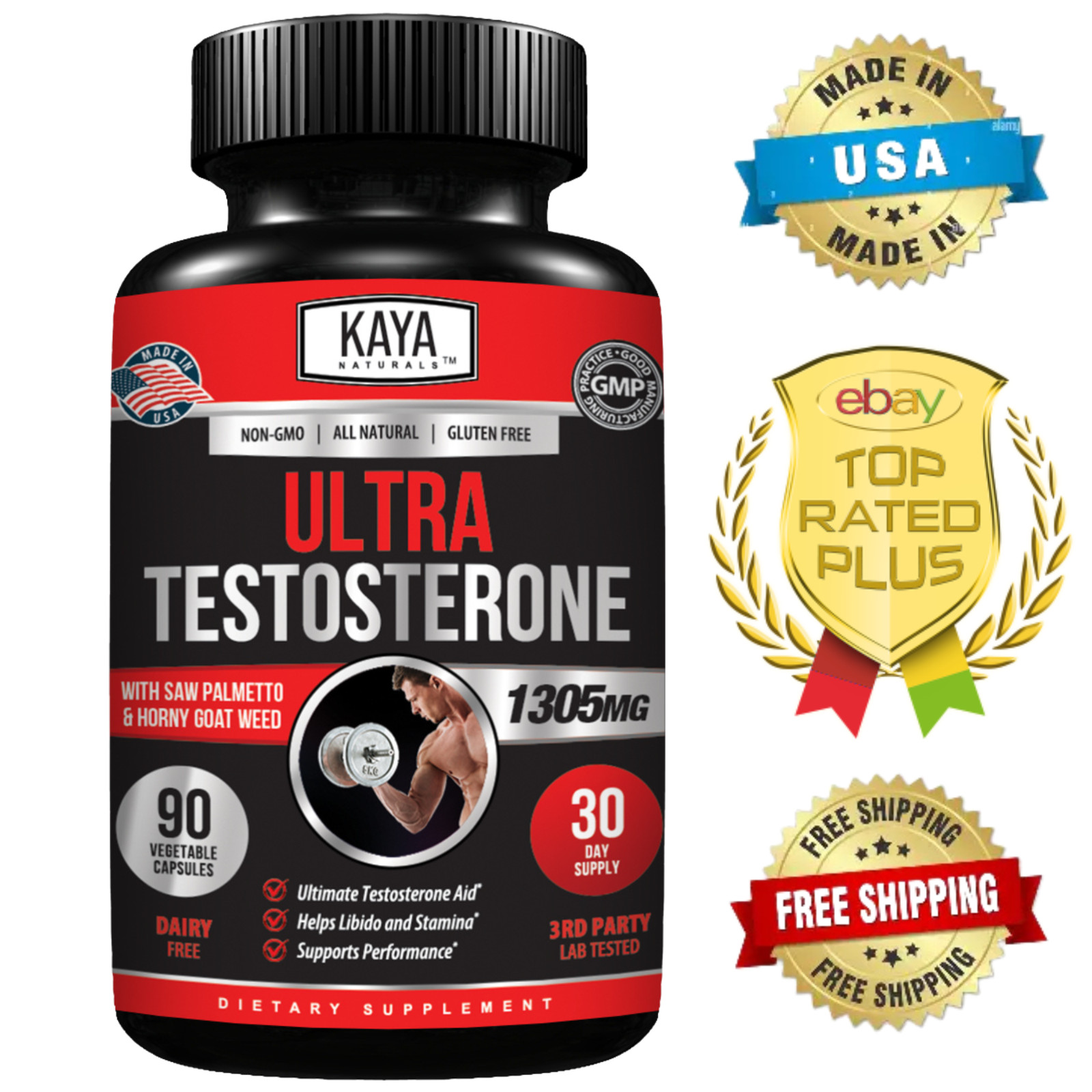Natural Testosterone Booster 90ct Increase Energy Improve Muscle Strength Growth