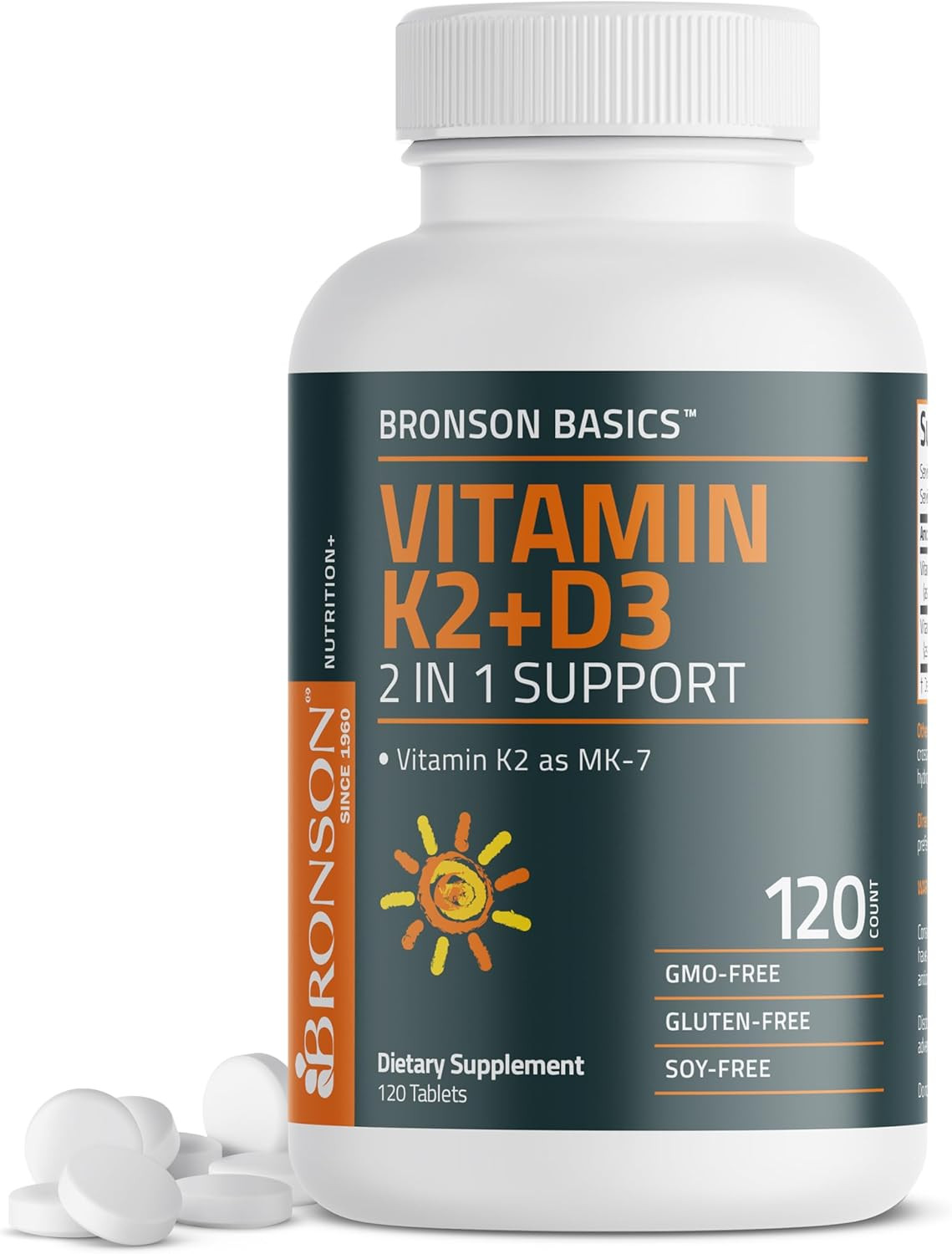 Vitamin K2 D3 (MK7) Supplement Non-Gmo Formula Vitamin D3 5000IU (125 Mcg) & 90