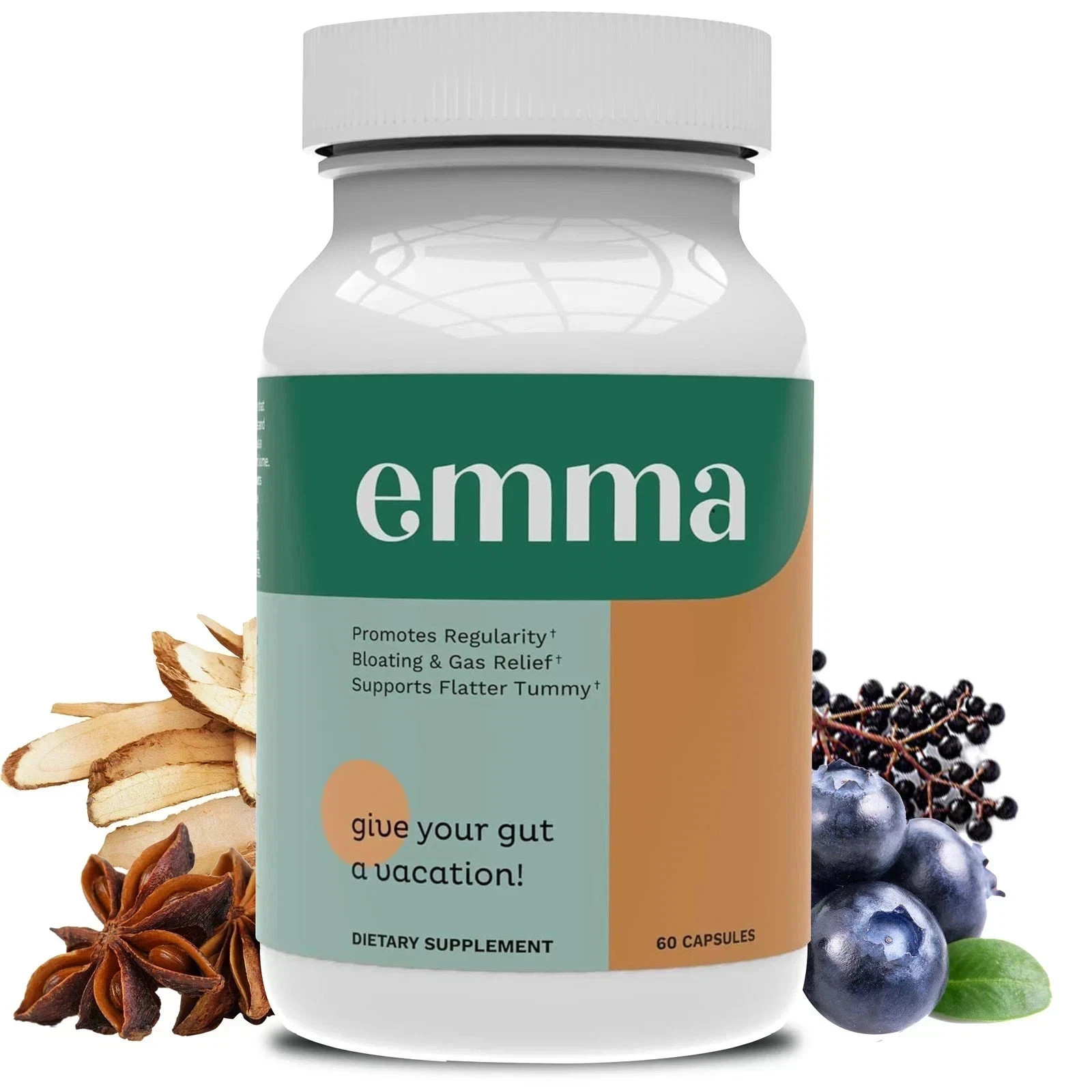 Emma Gut Health Supplement for Gas & Bloating Relief,Leaky Gut Repair,60 Capsule