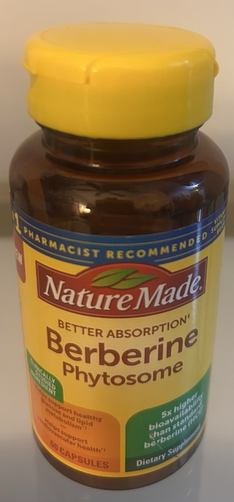 Nature Made Berberine Phytosome 60 Capsules Better Absorption NEW Sealed