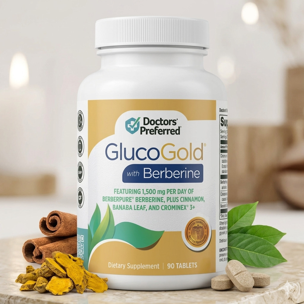 GlucoGold Berberine 1500mg Blood Sugar Support Supplement – Doctors Preferred 90