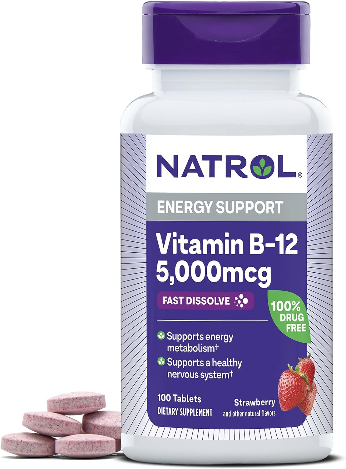 Natrol Vitamin B12 Fast Dissolve Tablets, Promotes Energy, Supports a Healthy Ne