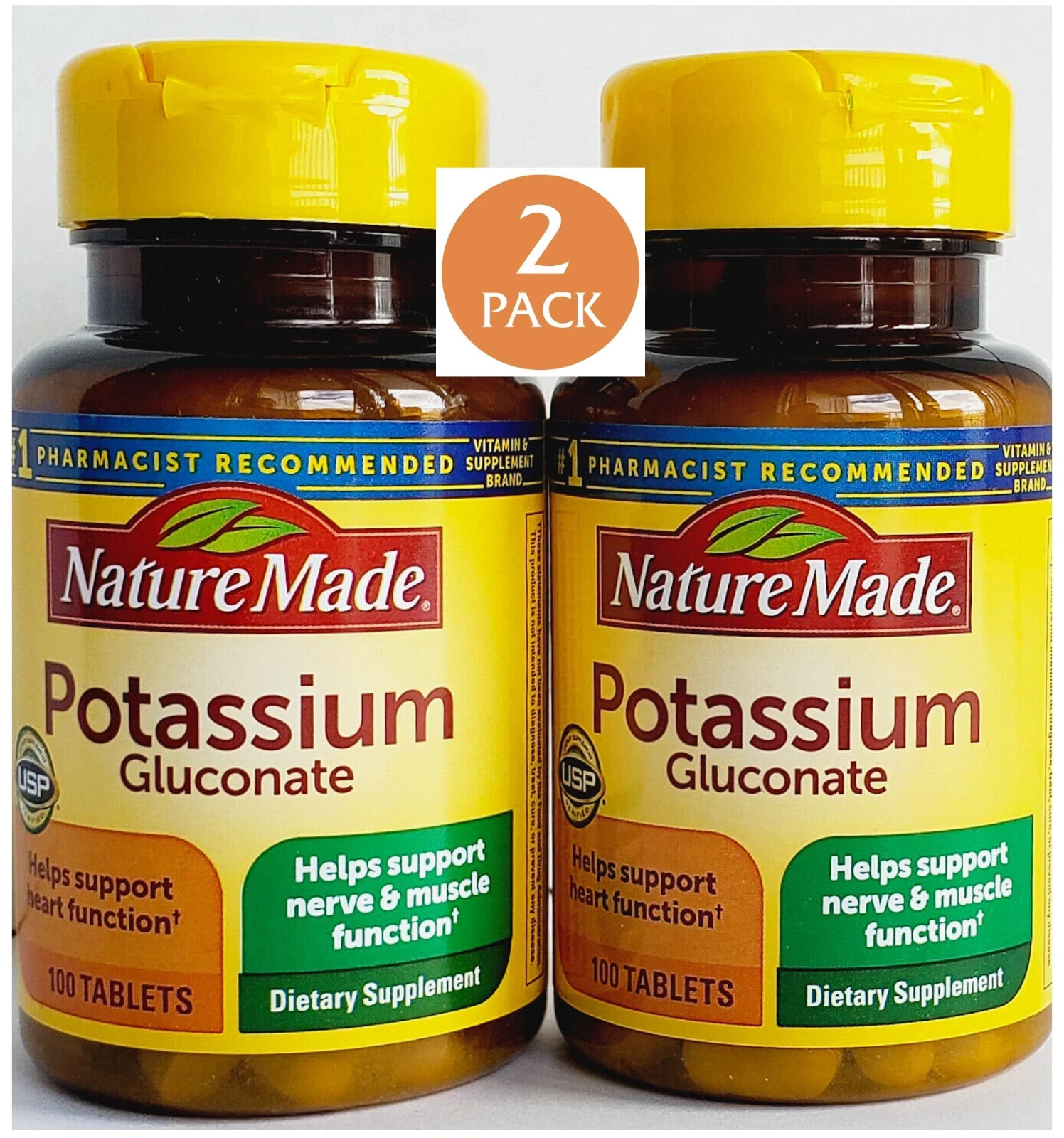 2 Pack Potassium Gluconate 550 mg 200 Tablets (2×100) Gluten Free