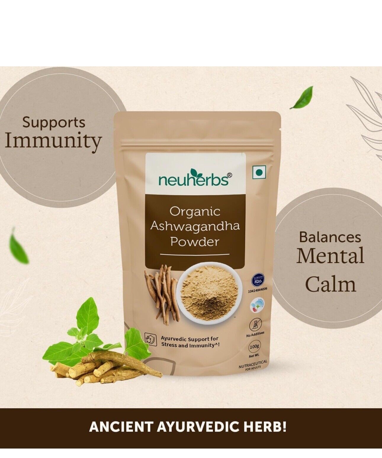 Neuherbs Organic Ashwagandha Powder | Ayurvedic Support-100 Gram