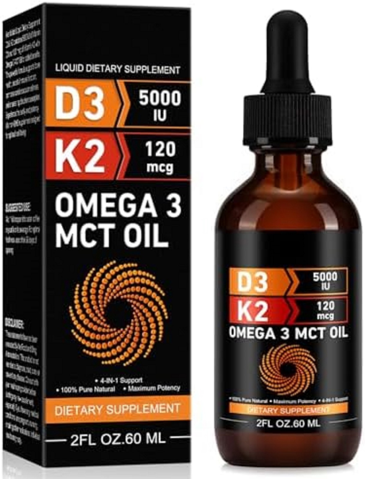 Liquid Vitamin D3 K2 5000 iu & 120 mcg – Vitamin D with MK7 Vitamin K2 Drops – B