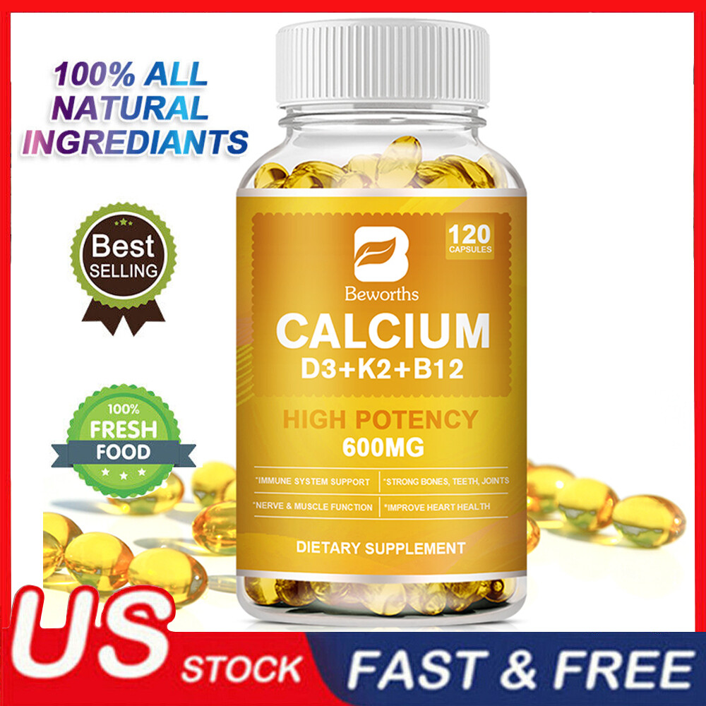 Vitamin K2 (MK7) with D3 B12 Supplement,Calcium Capsules for Bone Heart Health