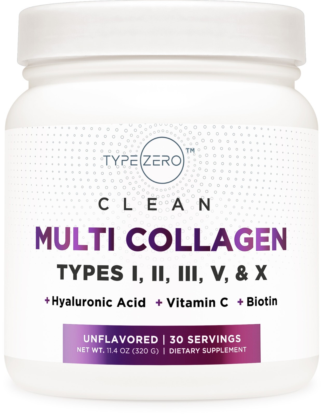 Type Zero Multi Collagen Powder 30 (SERV) – Types I, II, III, V, & X Collagen