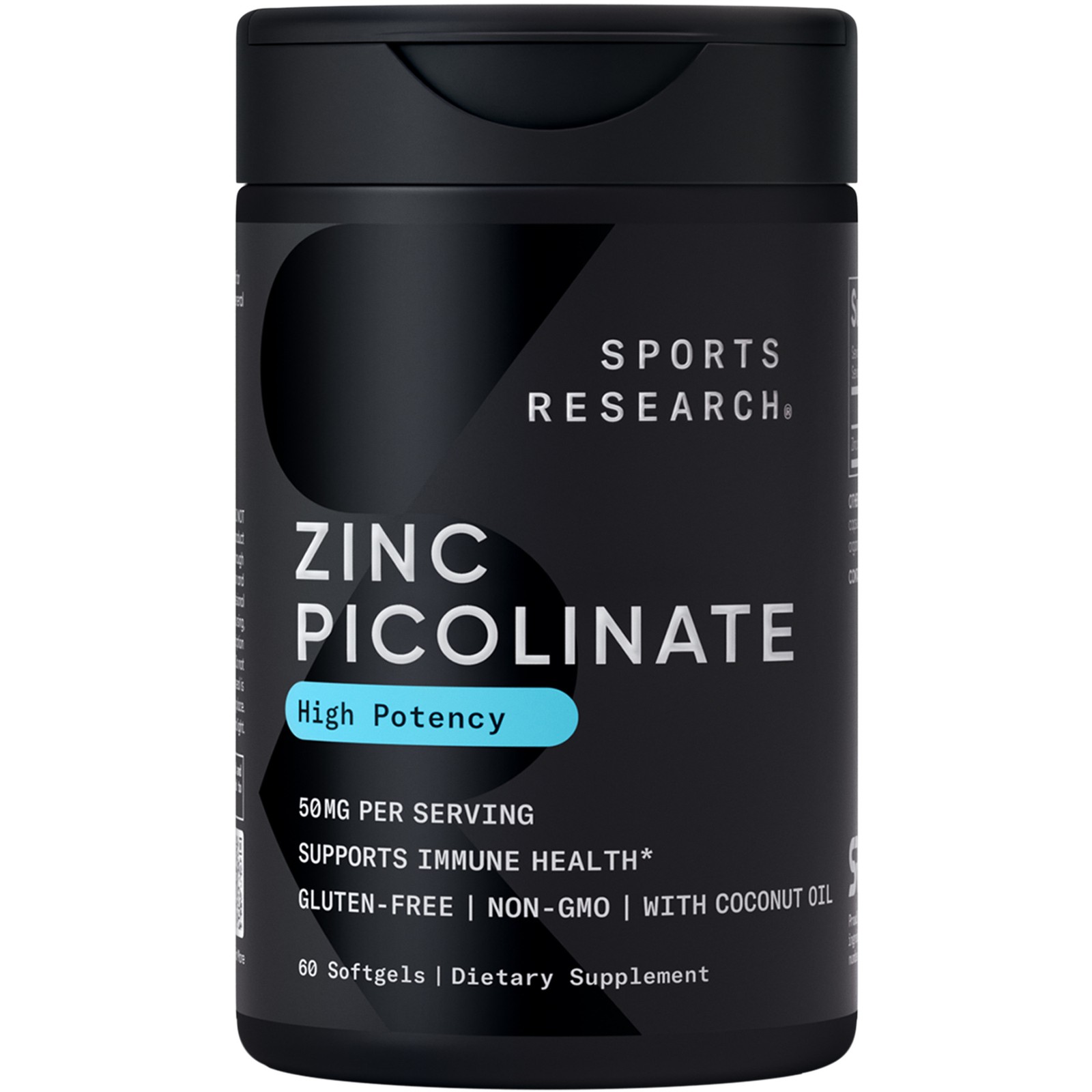 Zinc Picolinate 50mg with Organic Coconut Oil Highly Absorbable Zinc Supplement