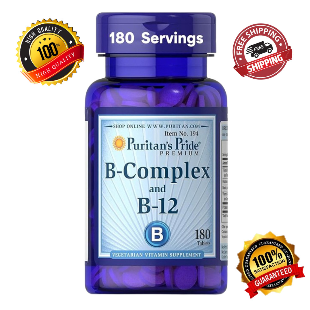 Puritan’s Pride Vitamin B-Complex and Vitamin B-12, 180 Count Free