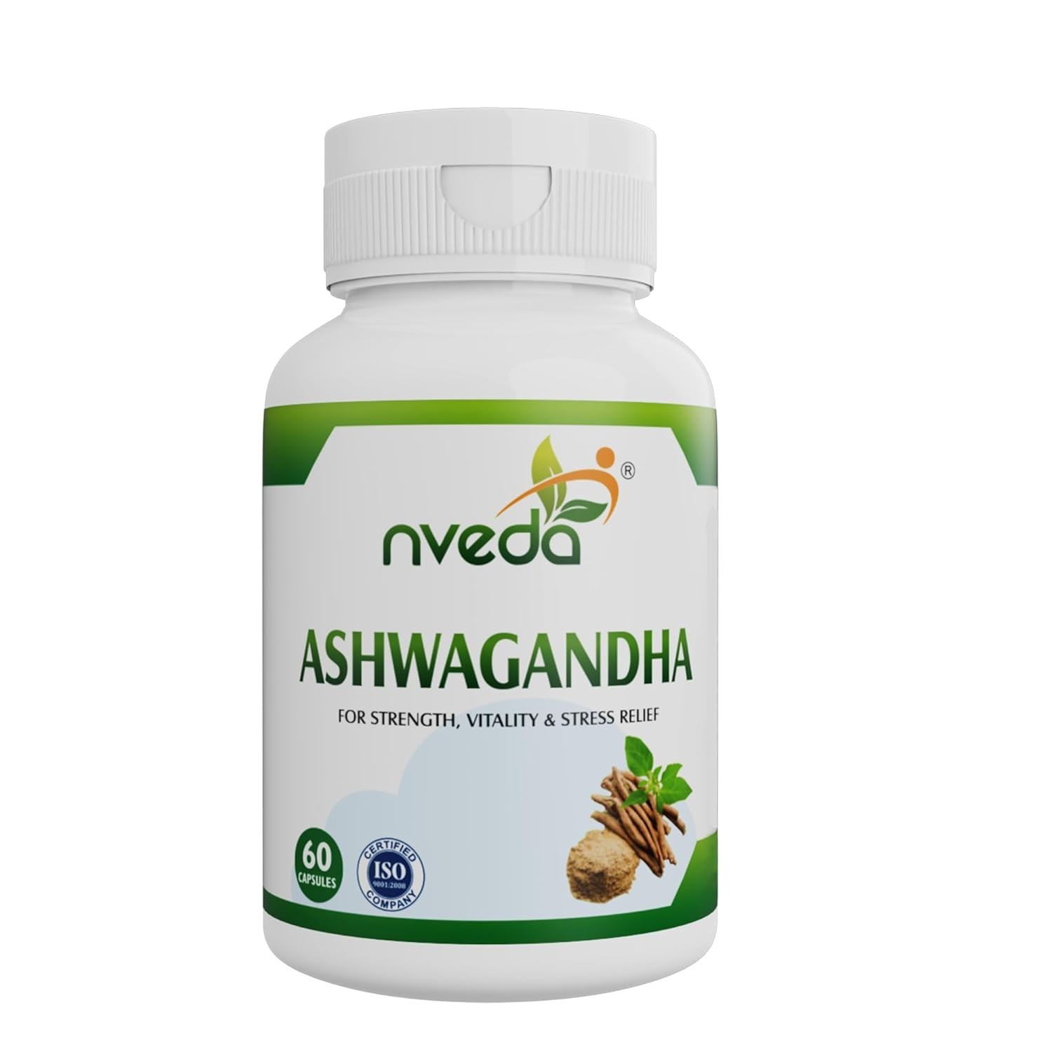 60 caps Nveda Ashwagandha 500 mg For Stress Relief/Boosts Vitality/Stamina | USA