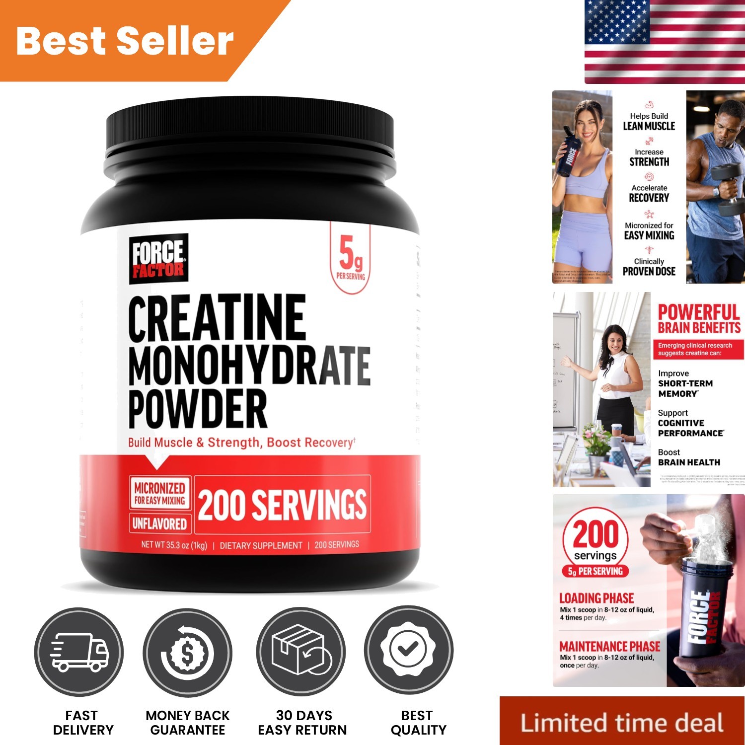 5g Micronized Creatine Monohydrate Powder – 200 Servings for Muscle Growth
